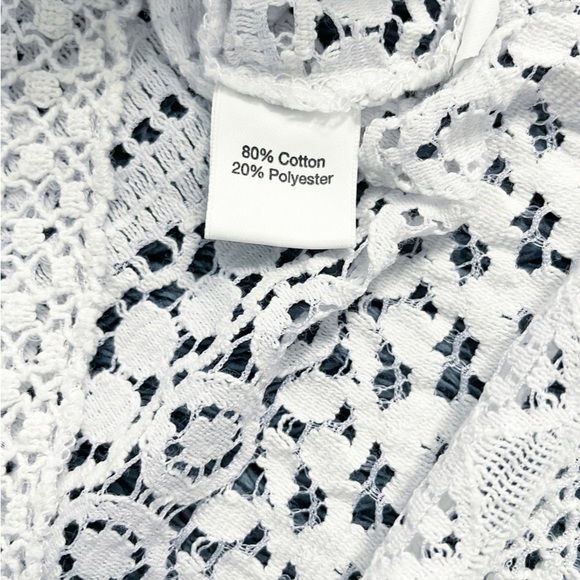 GRAY Saks Fifth Avenue Eyelet Crochet Lace Top Women’s S White 3/4 Sleeve - Picture 6 of 7